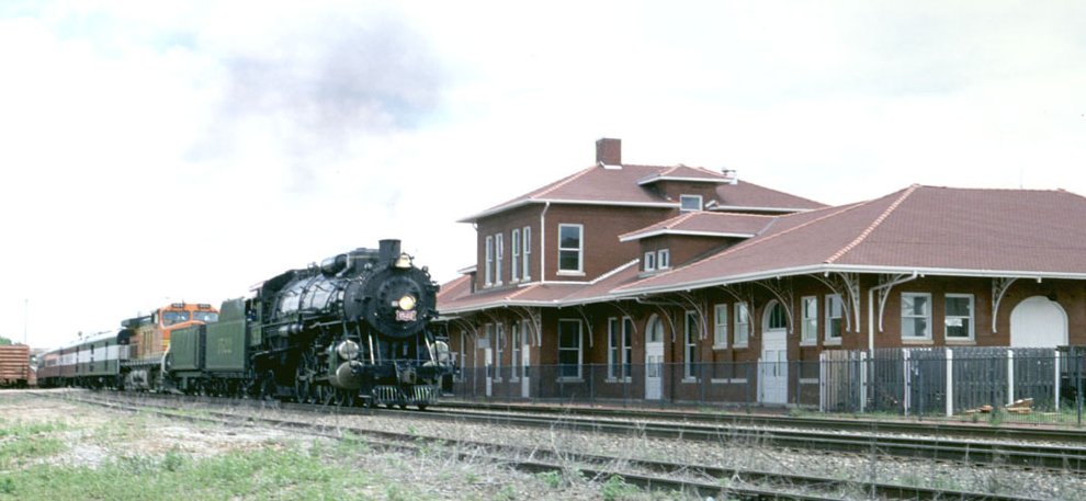 Passing the depot in Guthrie, OK.  Photo by Phil Morrow