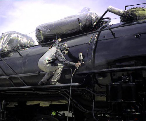 The engine receives new paint.